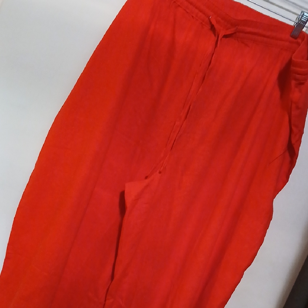 DKNY Women's Vibrant Red Orange Wide Leg